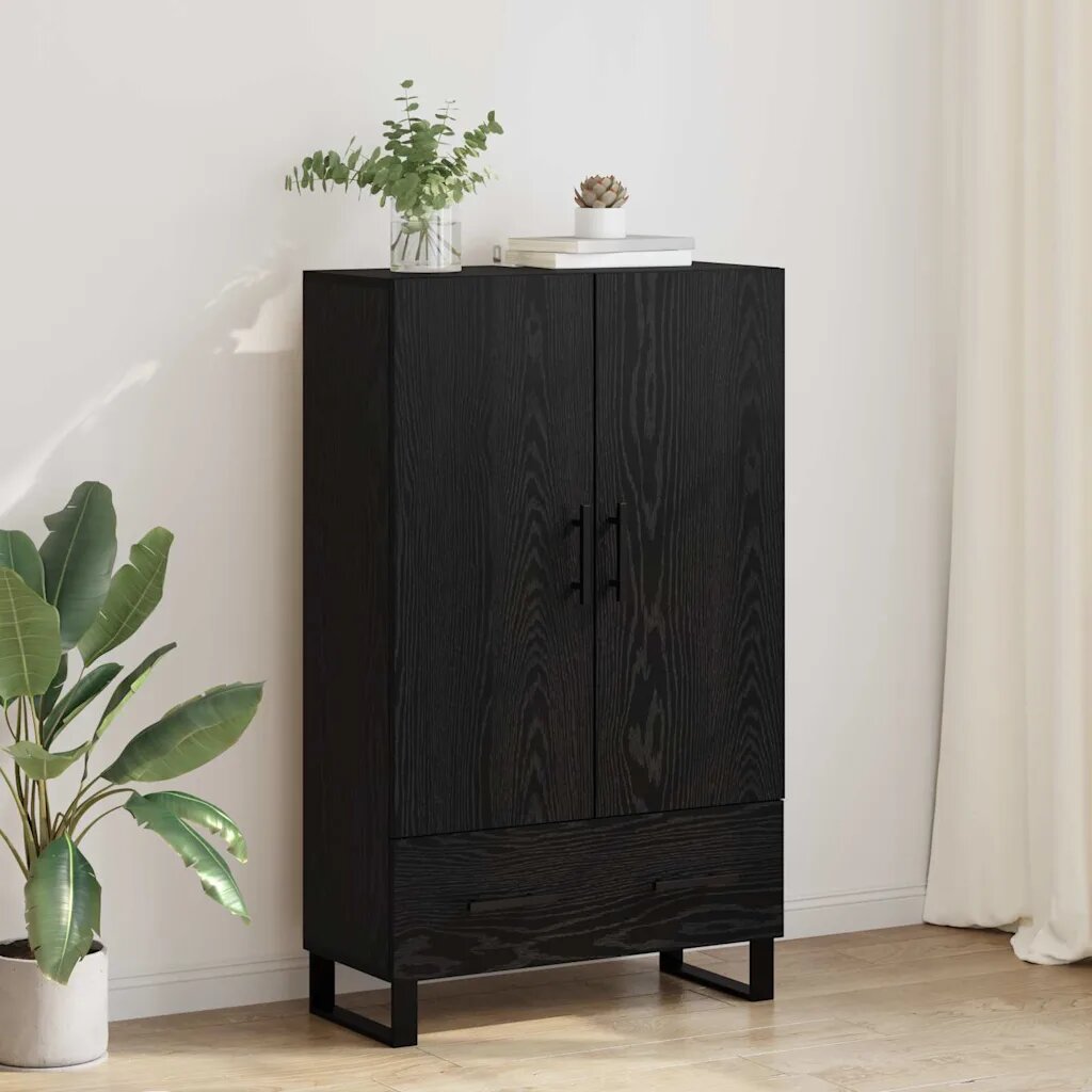 vidaXL Висок шкаф Черния дъб 695 x 30 x 115 см Инженерна дървесина