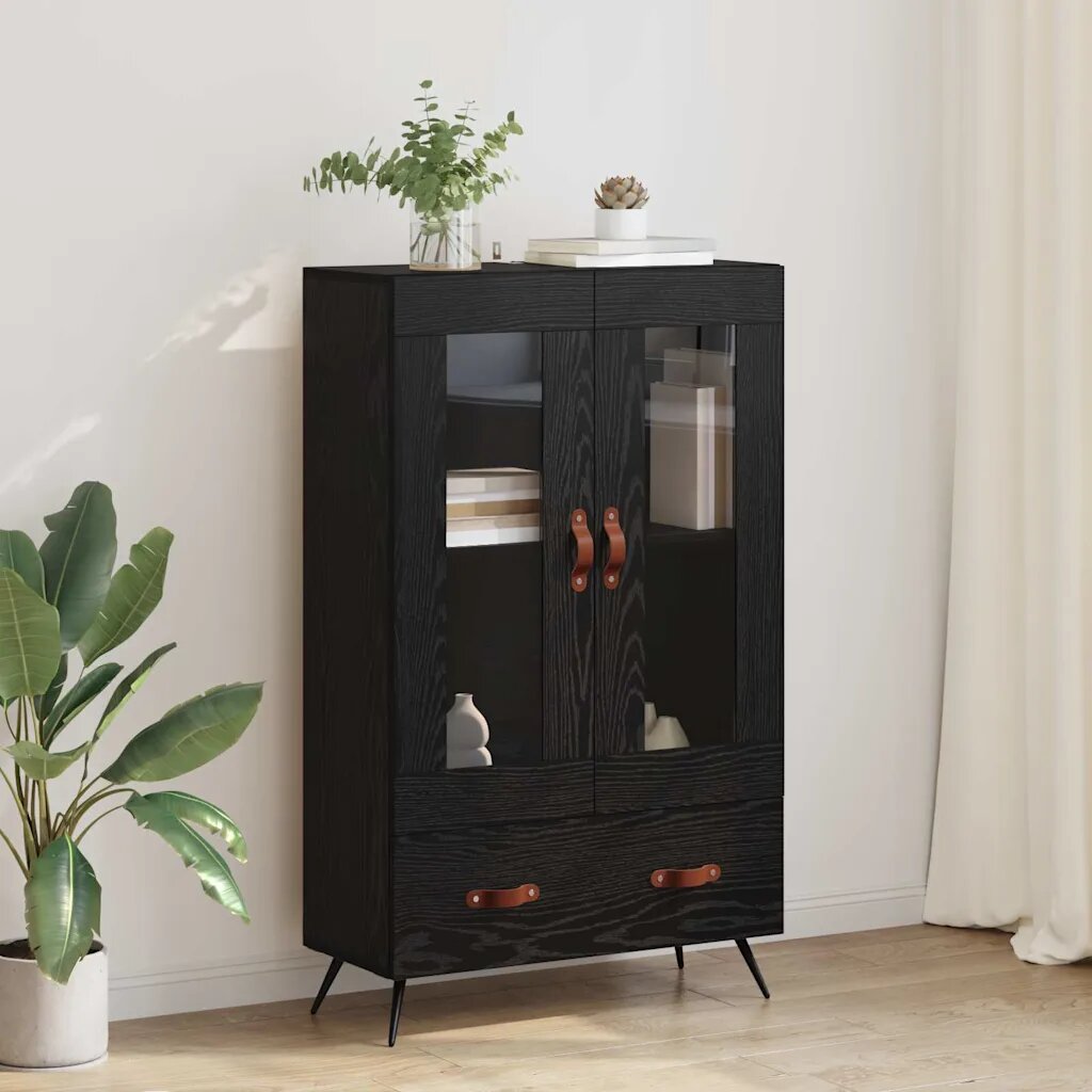 vidaXL Висок шкаф Черния дъб 695 x 31 x 115 см
