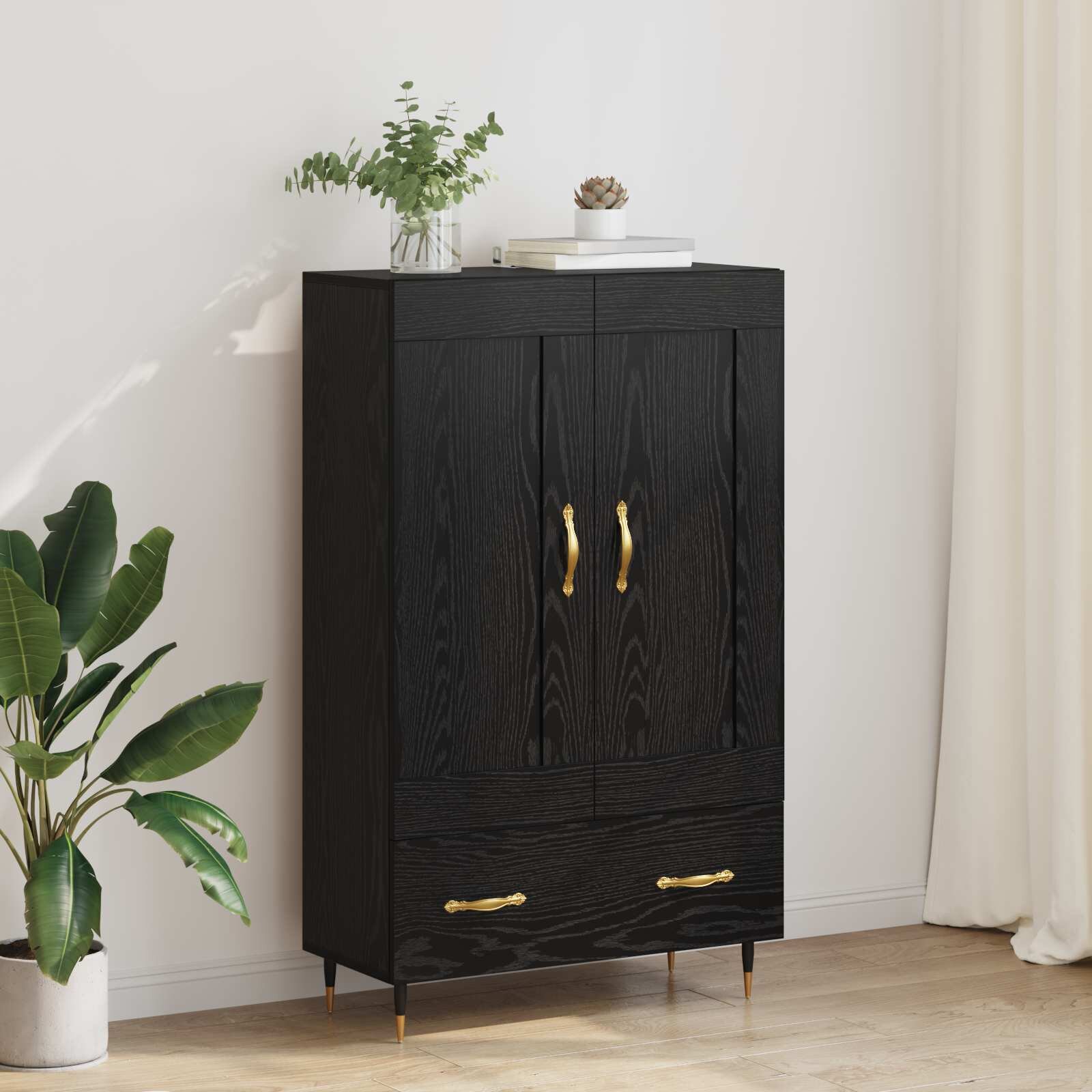 vidaXL Висок шкаф Черния дъб 695 x 31 x 115 см Инженерна дървесина