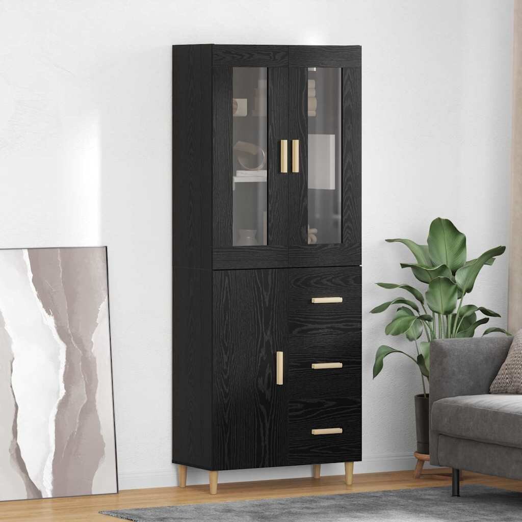 vidaXL Висок шкаф Черния дъб 695 x 34 x 180 cm Инженерна дървесина