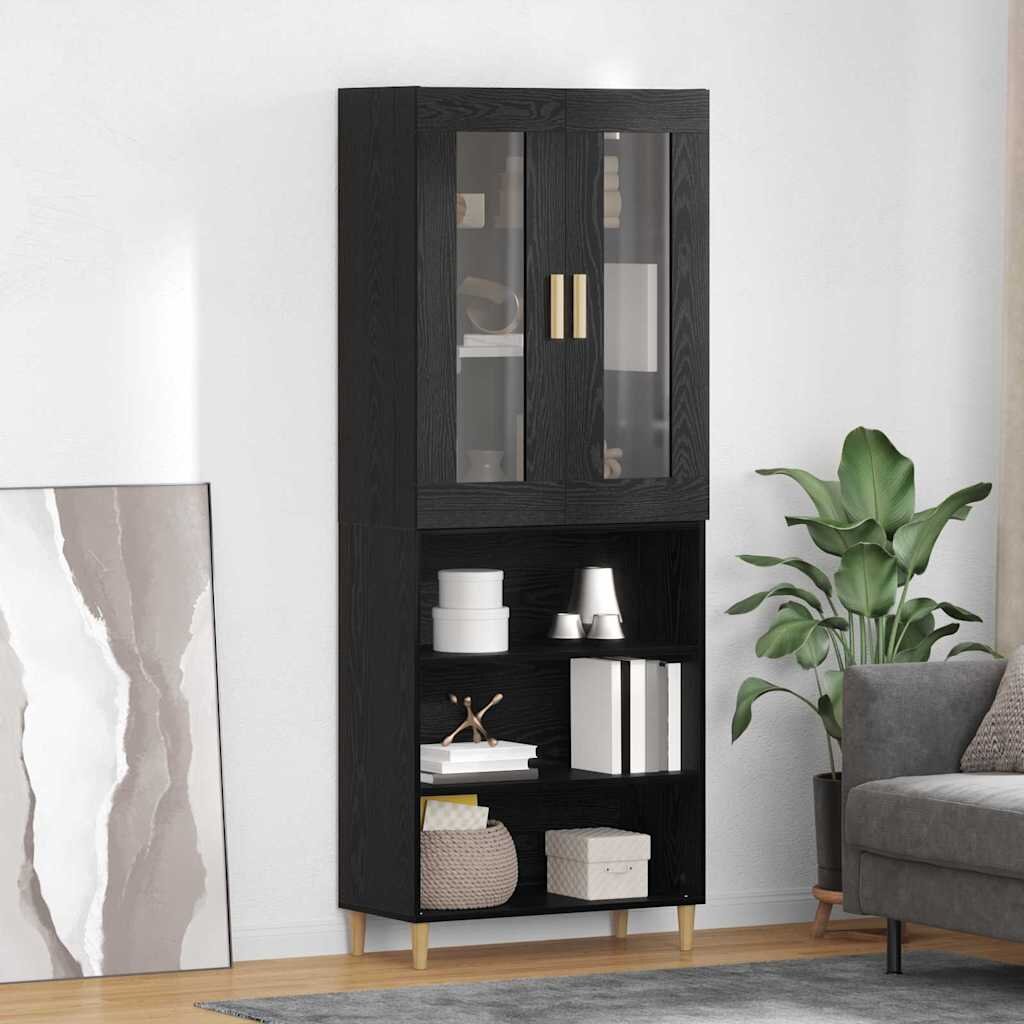 vidaXL Висок шкаф Черния дъб 695 x 34 x 180 см