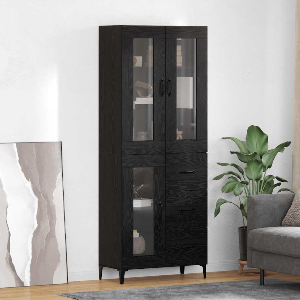 vidaXL Висок шкаф Черния дъб 695 x 34 x 180 см Инженерна дървесина