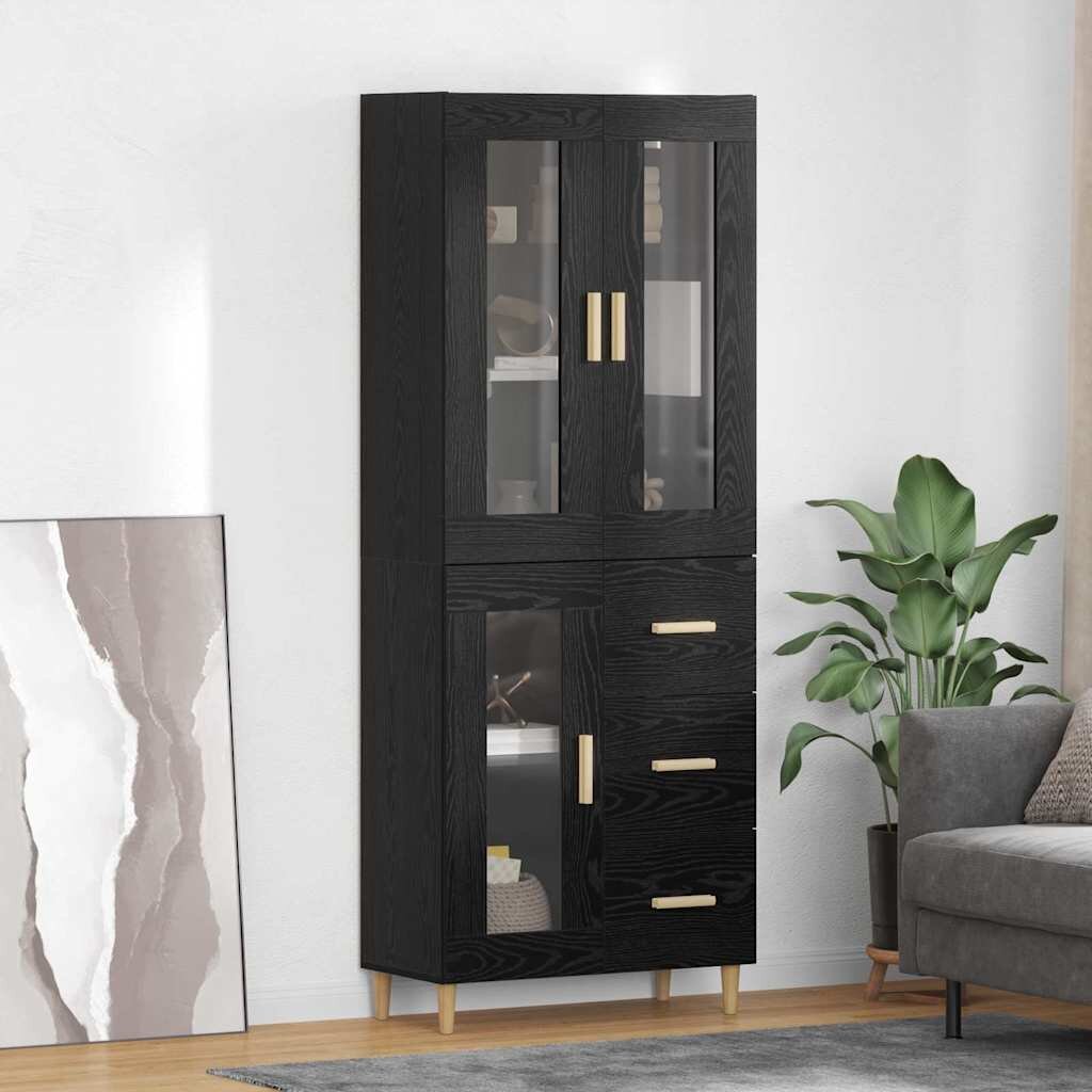vidaXL Висок шкаф Черния дъб 695 x 34 x 180 см Инженерна дървесина