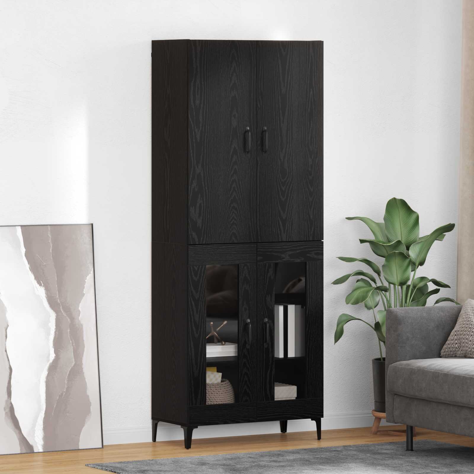 vidaXL Висок шкаф Черния дъб 695 x 34 x 180 см Инженерна дървесина