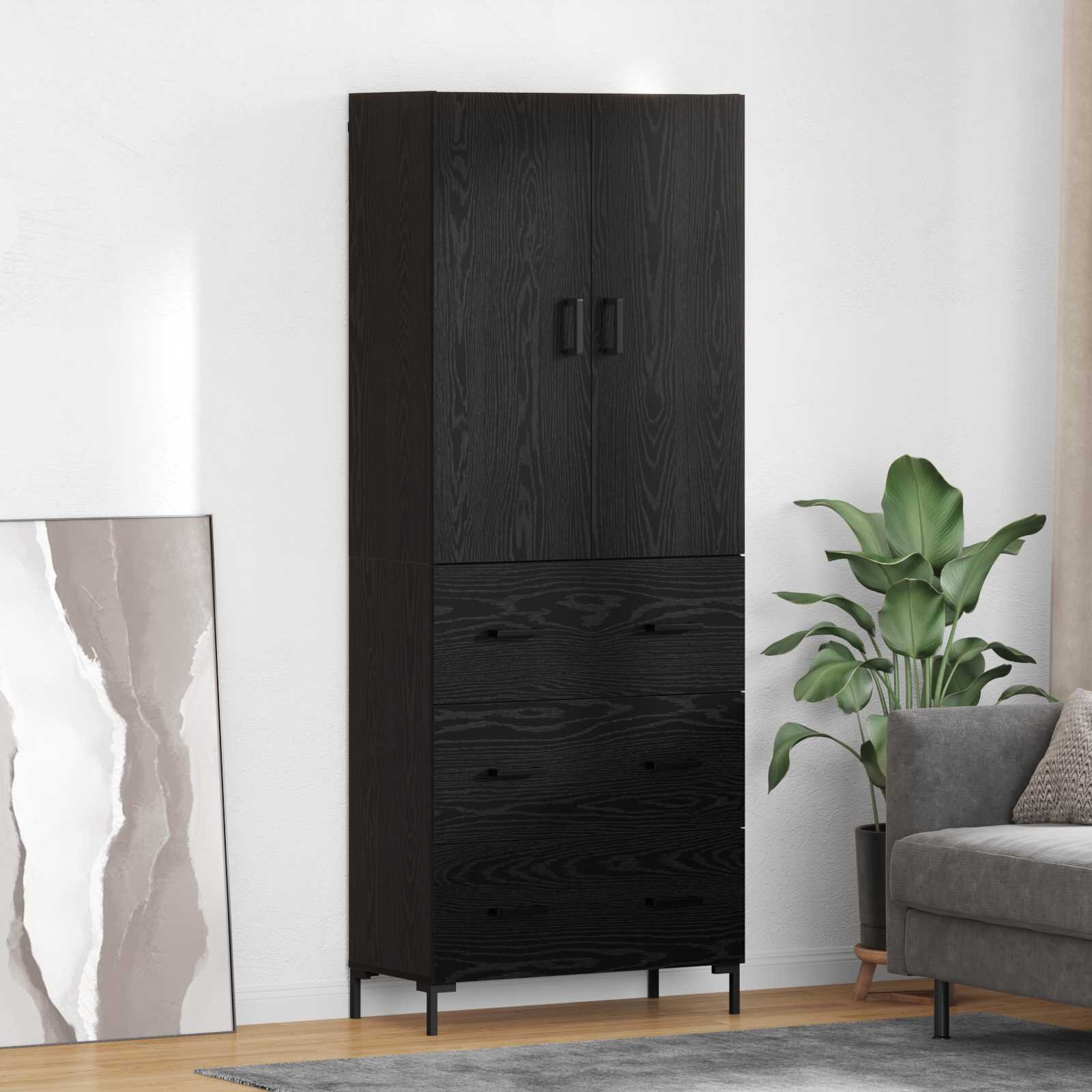 vidaXL Висок шкаф Черния дъб 695 x 34 x 180 см Инженерна дървесина