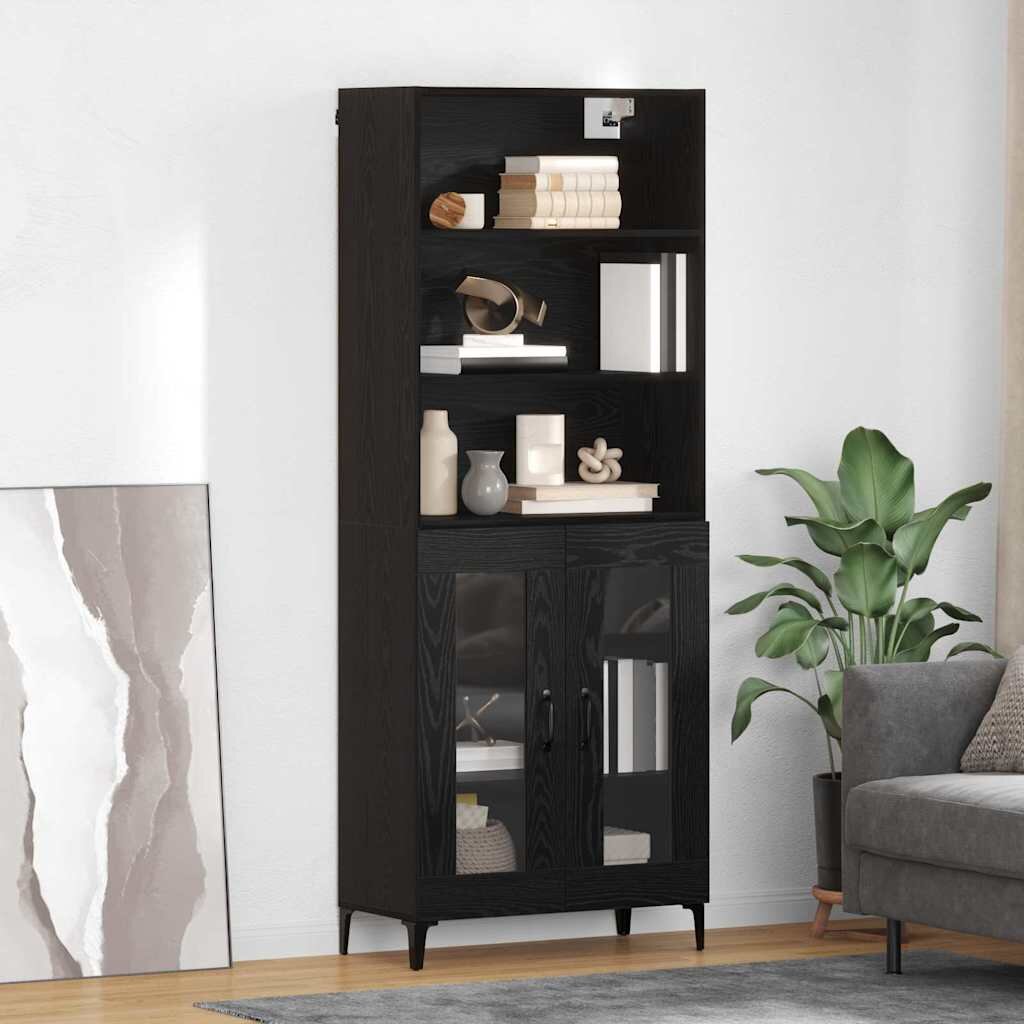 vidaXL Висок шкаф Черния дъб 695 x 34 x 180 см Инженерна дървесина