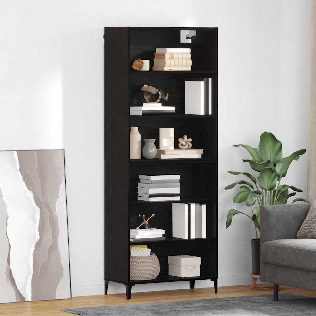 vidaXL Висок шкаф Черния дъб 695 x 34 x 180 см Инженерна дървесина