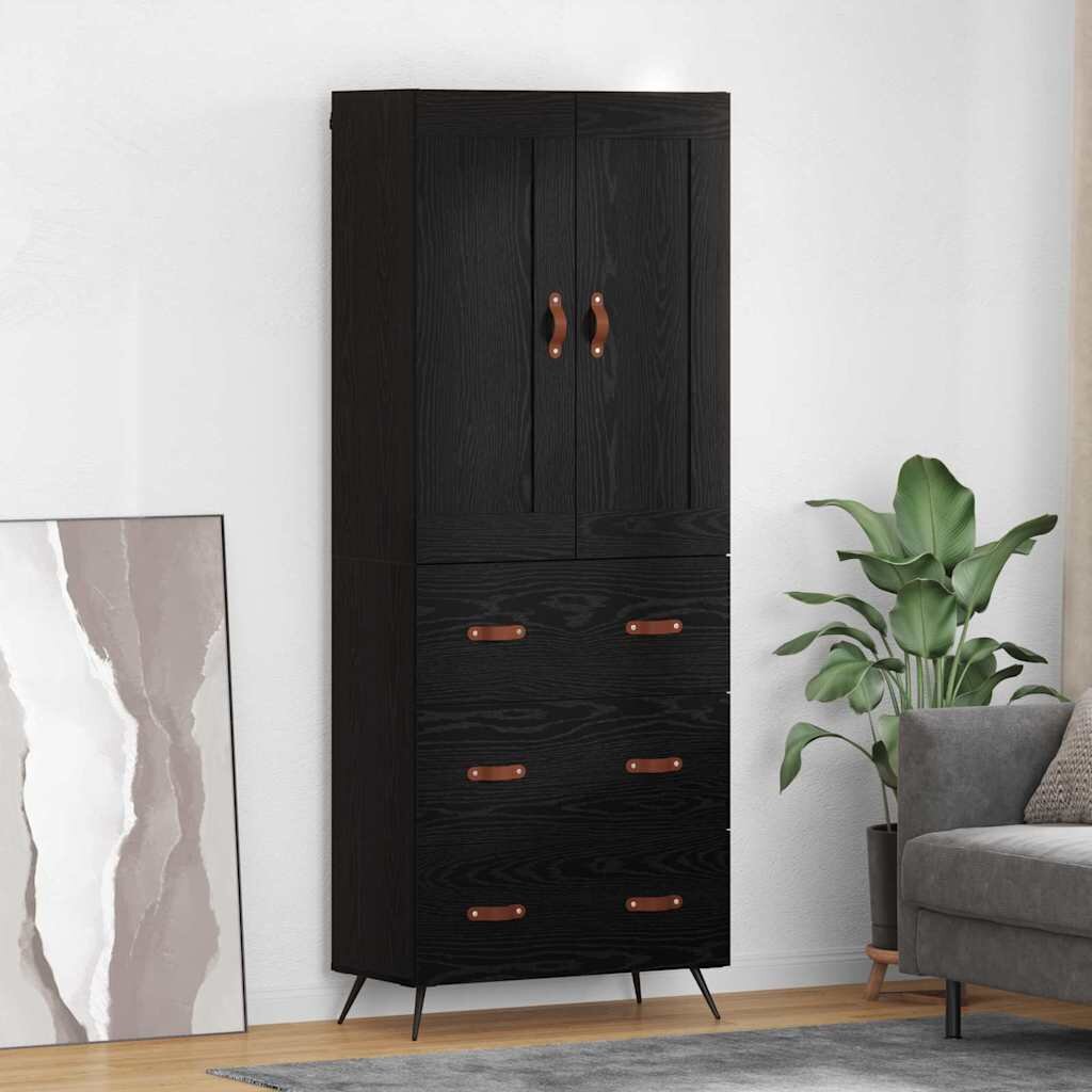 vidaXL Висок шкаф Черния дъб 695 x 34 x 180 см Инженерна дървесина
