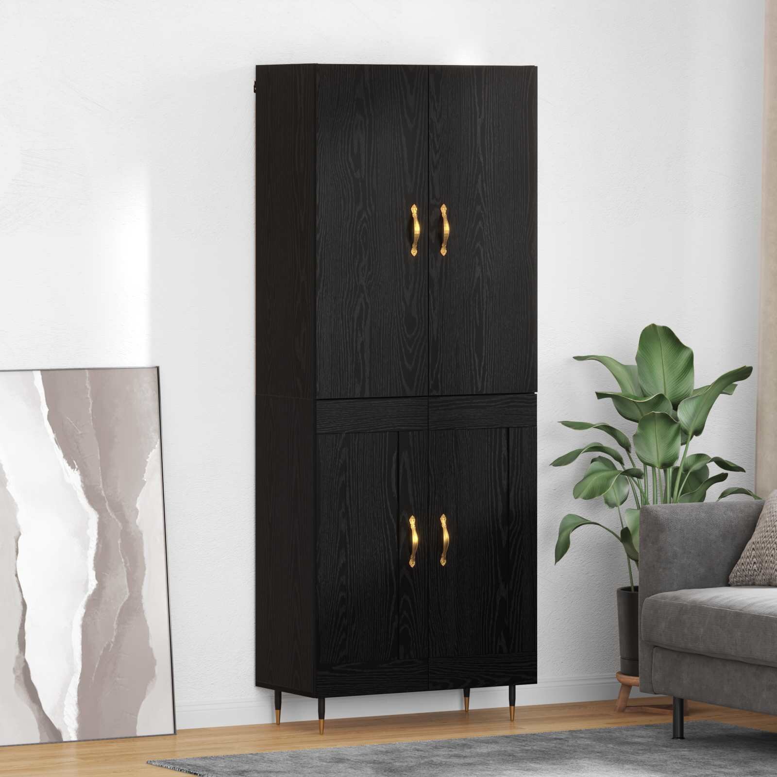 vidaXL Висок шкаф Черния дъб 695 x 34 x 180 см Инженерна дървесина