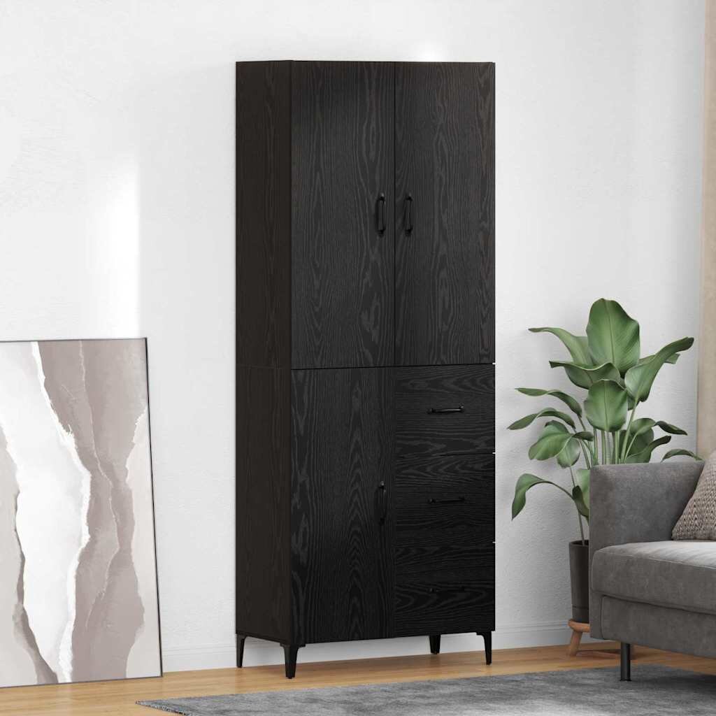 vidaXL Висок шкаф Черния дъб 695 x 34 x 180 см Инженерна дървесина