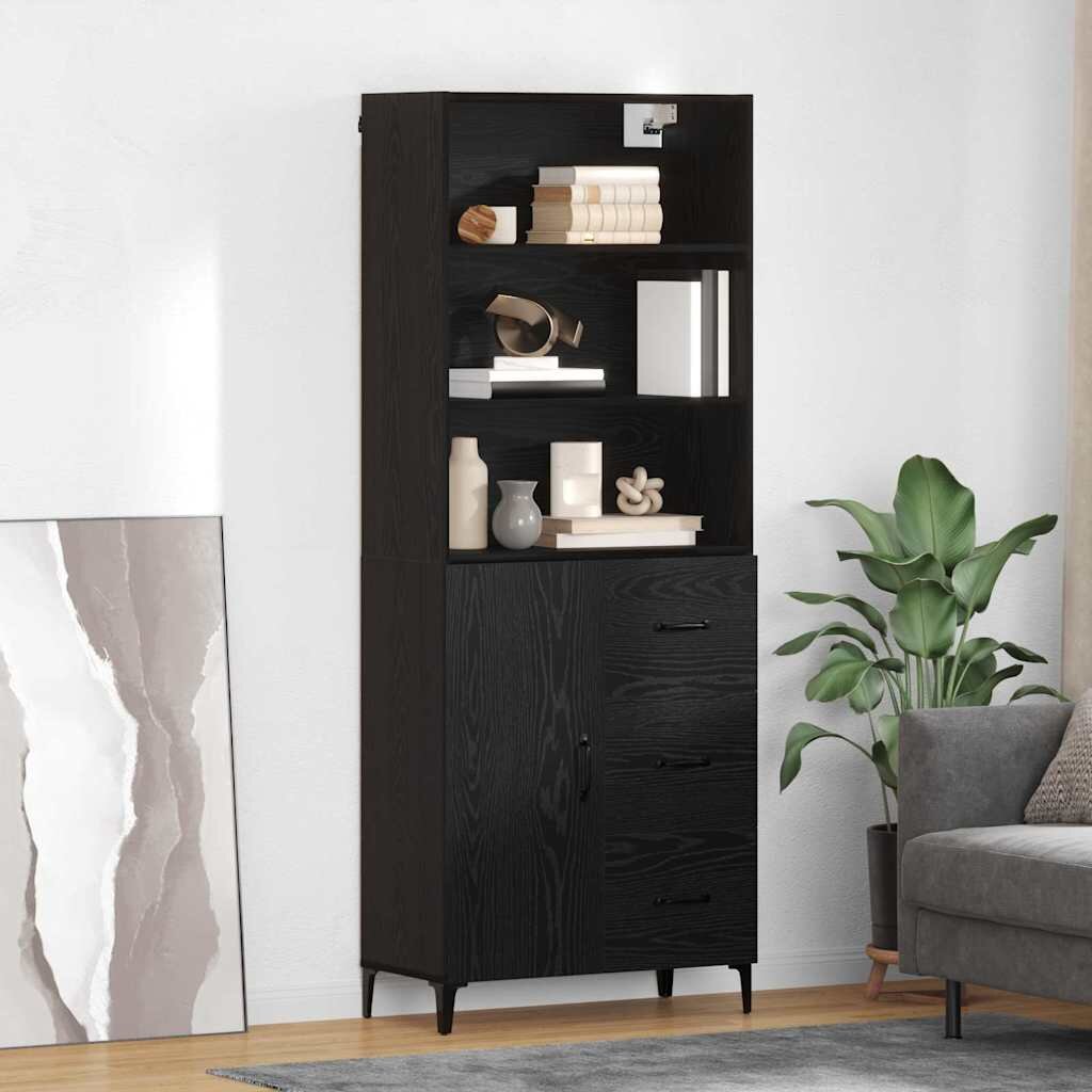 vidaXL Висок шкаф Черния дъб 695 x 34 x 180 см Инженерна дървесина