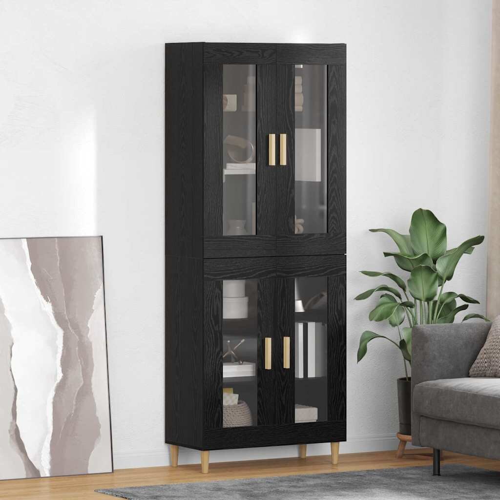 vidaXL Висок шкаф Черния дъб 695 x 34 x 180 см Инженерна дървесина