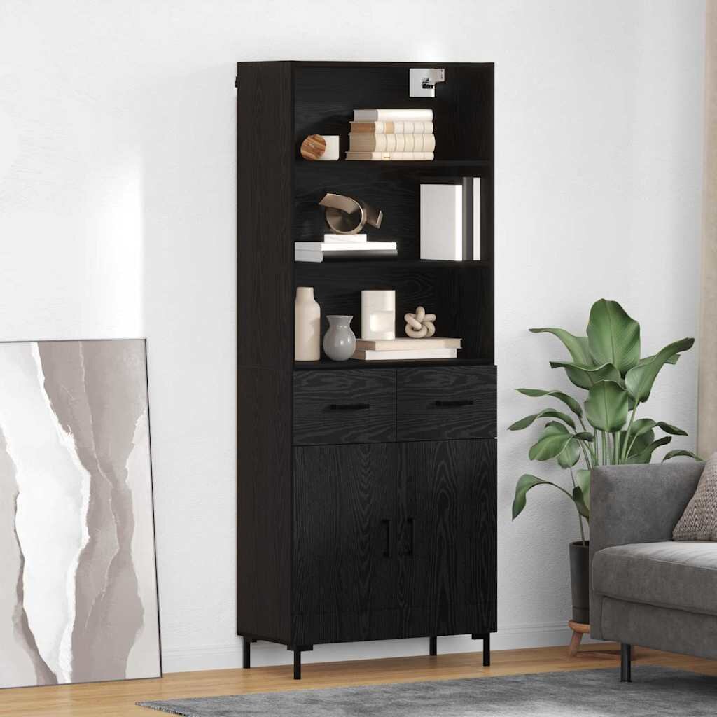 vidaXL Висок шкаф Черния дъб 695 x 34 x 180 см Инженерна дървесина
