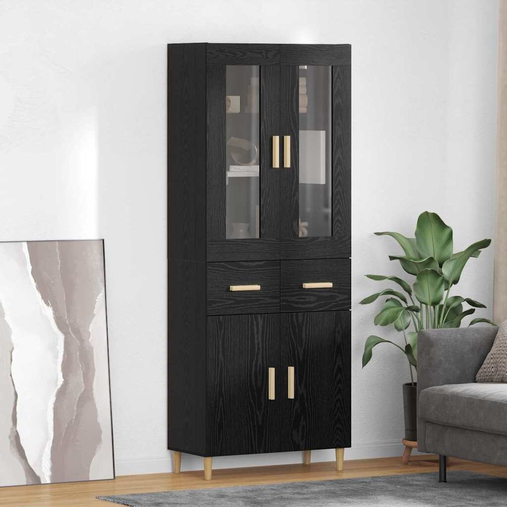 vidaXL Висок шкаф Черния дъб 695 x 34 x 180 см Инженерна дървесина