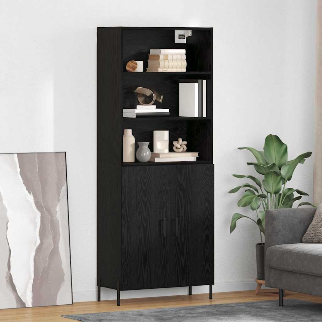vidaXL Висок шкаф Черния дъб 695 x 34 x 180 см Инженерна дървесина