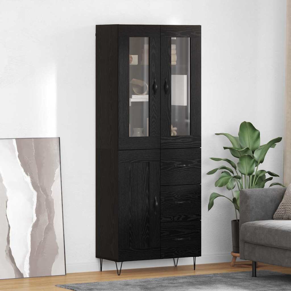 vidaXL Висок шкаф Черния дъб 695 x 34 x 90 см Инженерна дървесина