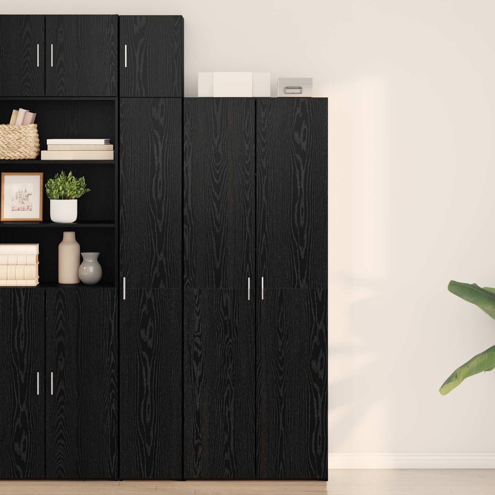 vidaXL Висок шкаф Черния дъб 70 x 425 x 185 см