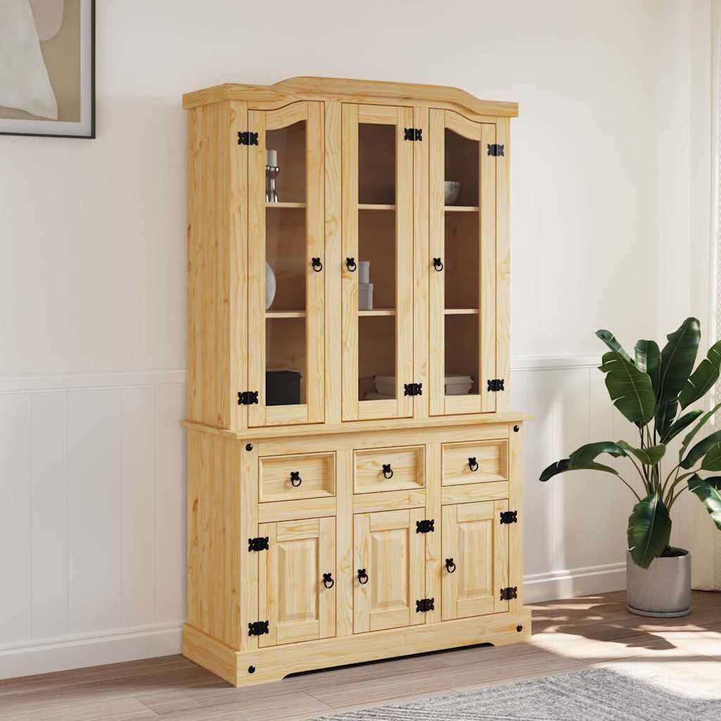 vidaXL Висок шкаф Corona кафяв 112x43x1915 см мексикански бор масив
