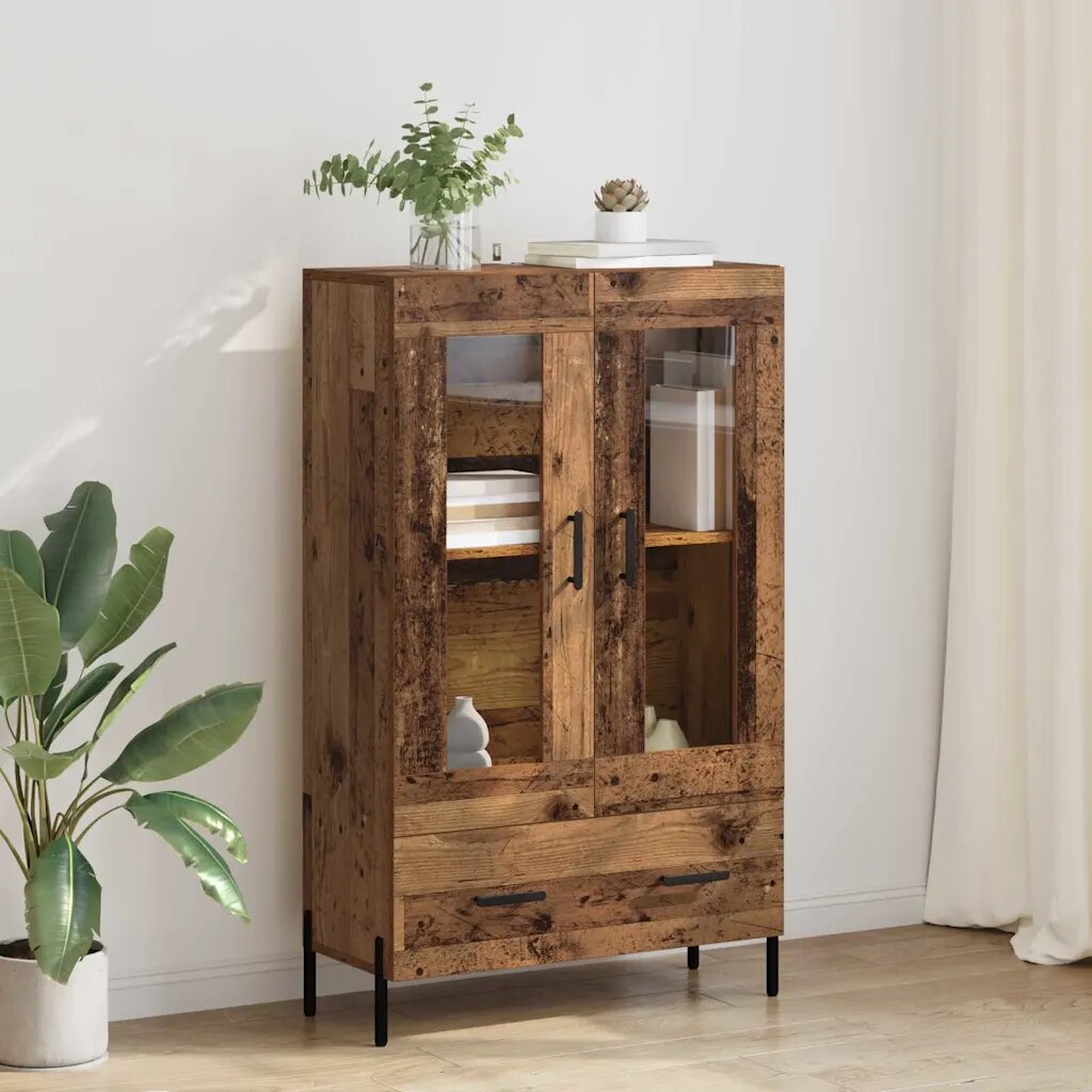 vidaXL Висок шкаф CORONA Старо дърво 695 x 31 x 115 см
