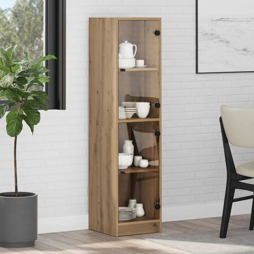 vidaXL Висок шкаф Дъб 35 x 37 x 142 см Инженерна дървесина