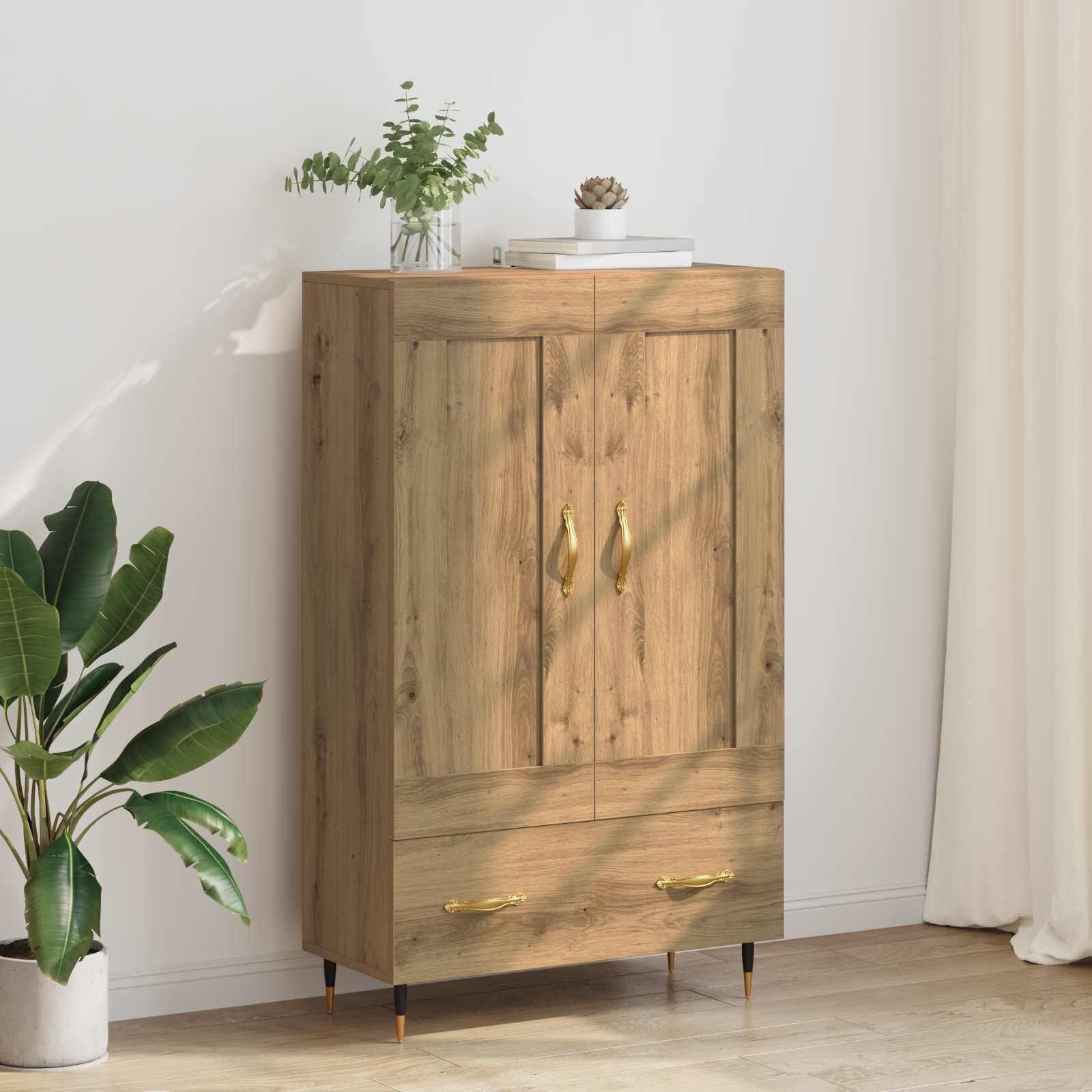vidaXL Висок шкаф Дъб 695 x 31 x 115 см Инженерна дървесина