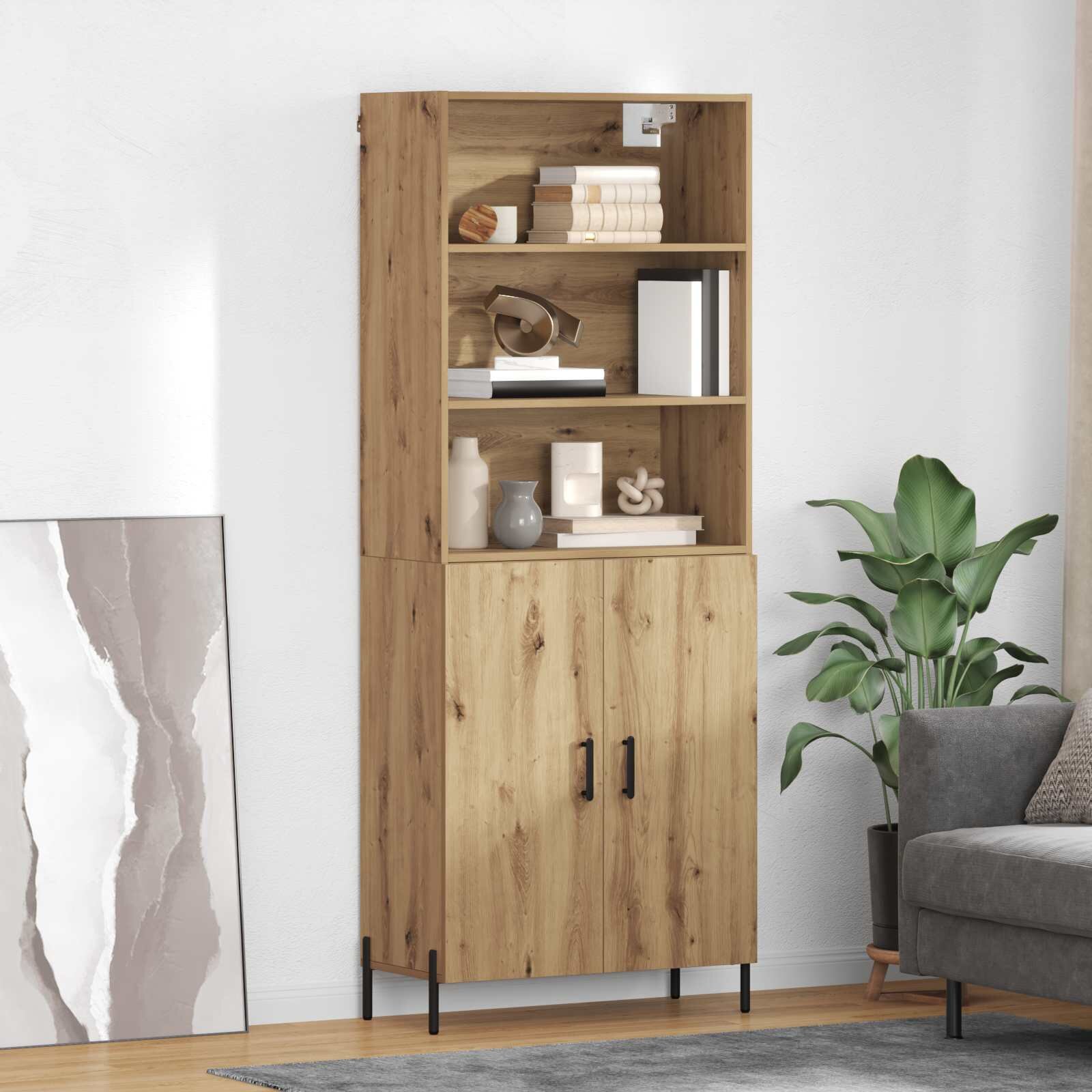 vidaXL Висок шкаф Дъб 695 x 325 x 180 см Инженерна дървесина