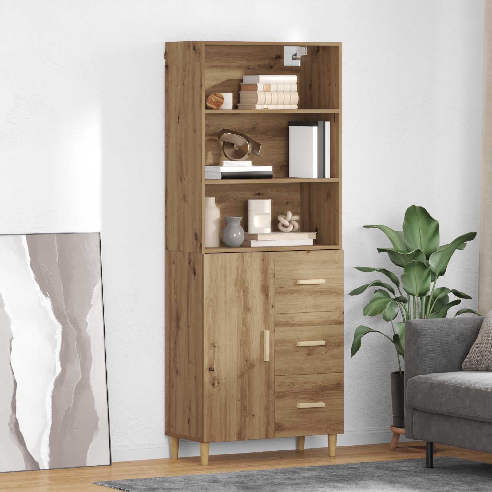 vidaXL Висок шкаф Дъб 695 x 325 x 180 см Инженерна дървесина