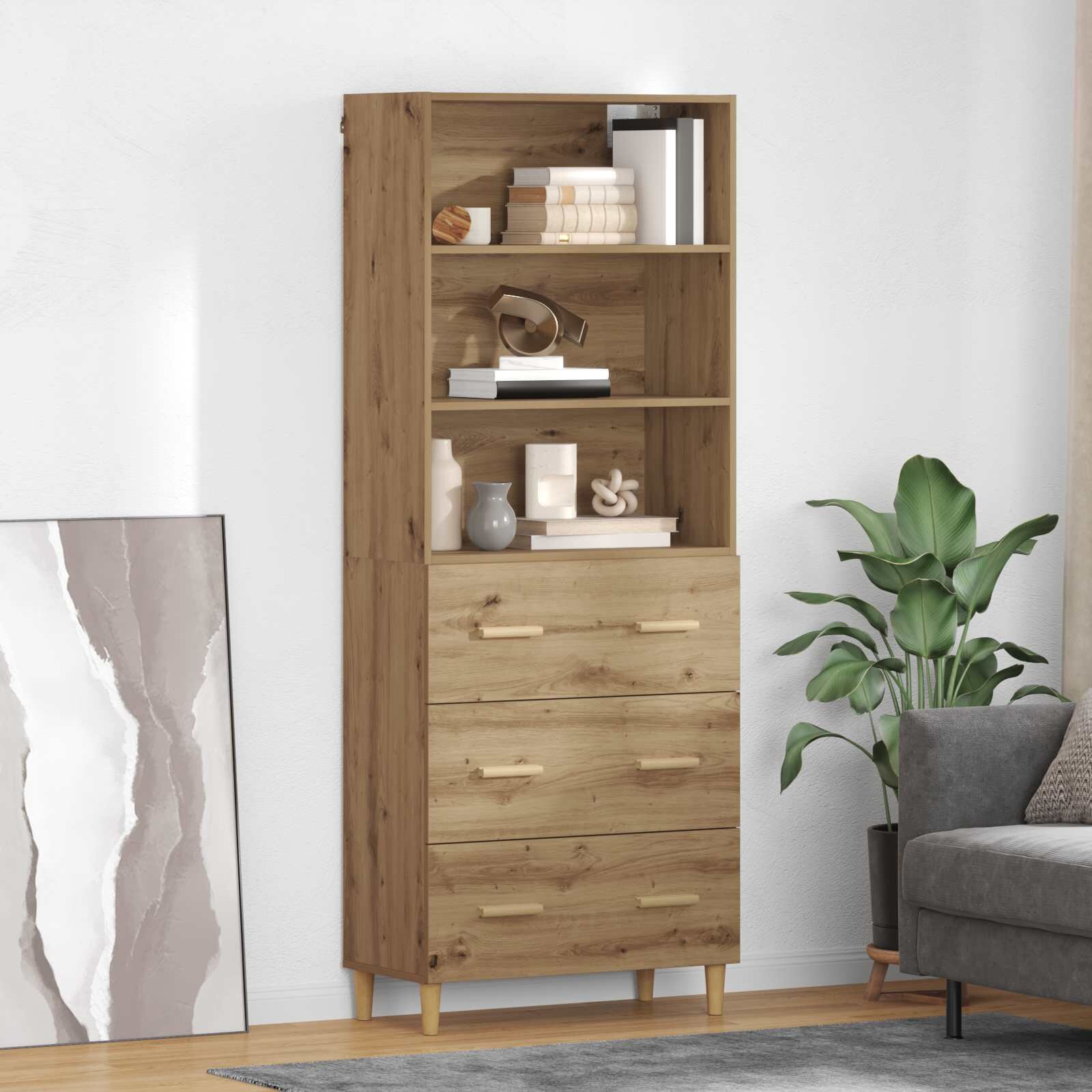 vidaXL Висок шкаф Дъб 695 x 325 x 180 см Инженерна дървесина