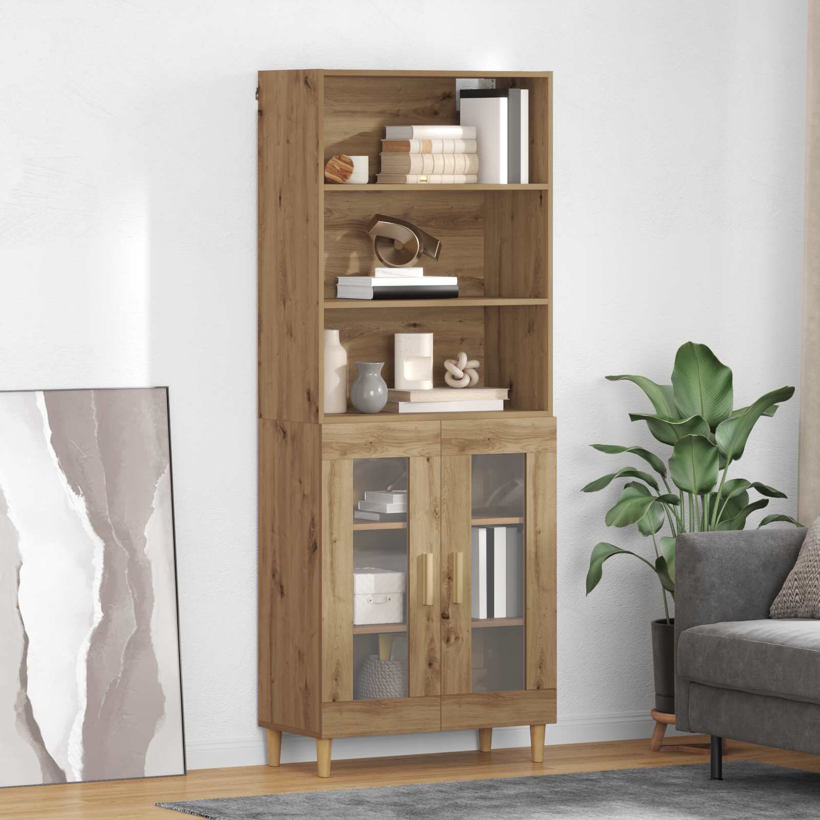 vidaXL Висок шкаф Дъб 695 x 325 x 180 см Инженерна дървесина