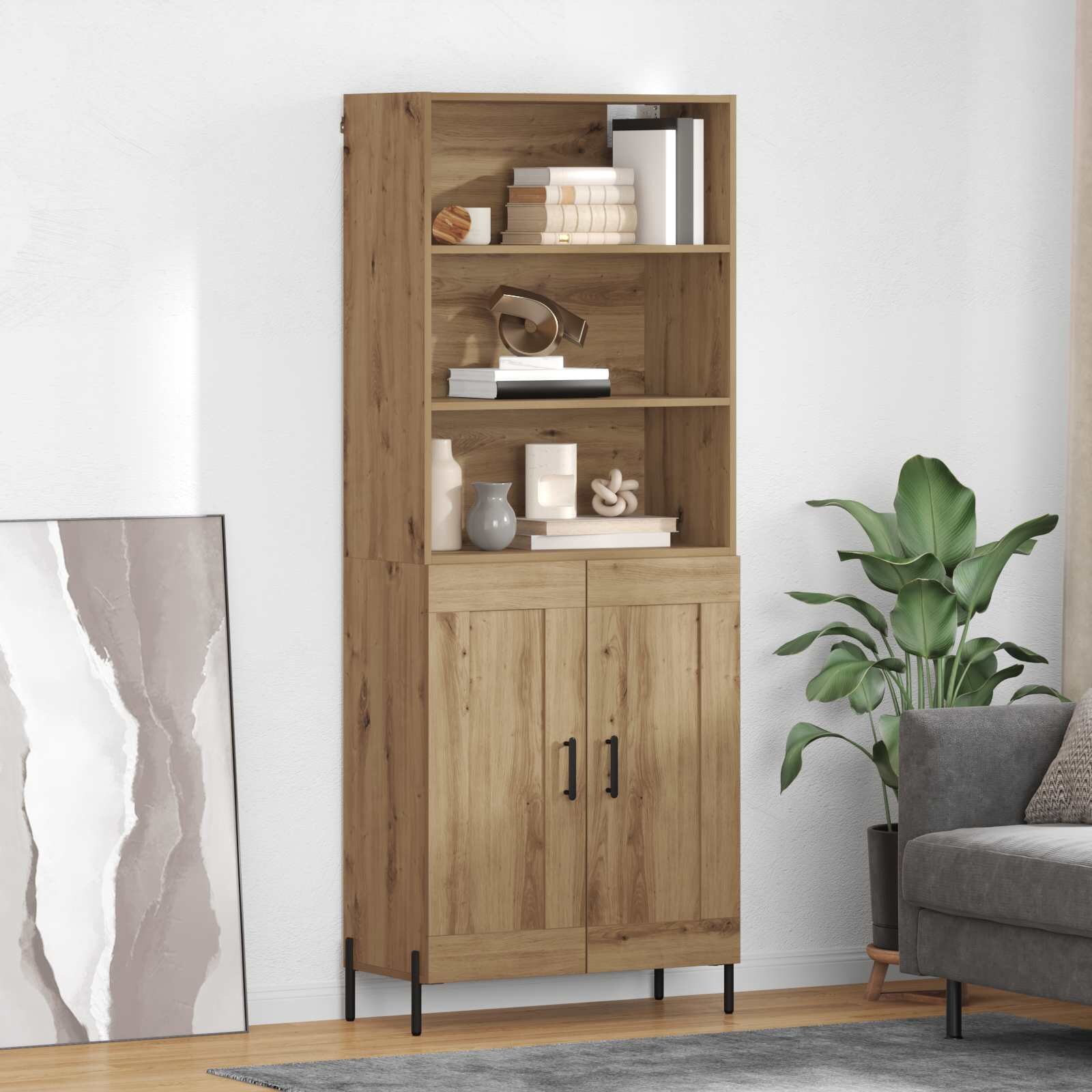 vidaXL Висок шкаф Дъб 695 x 325 x 180 см Инженерна дървесина
