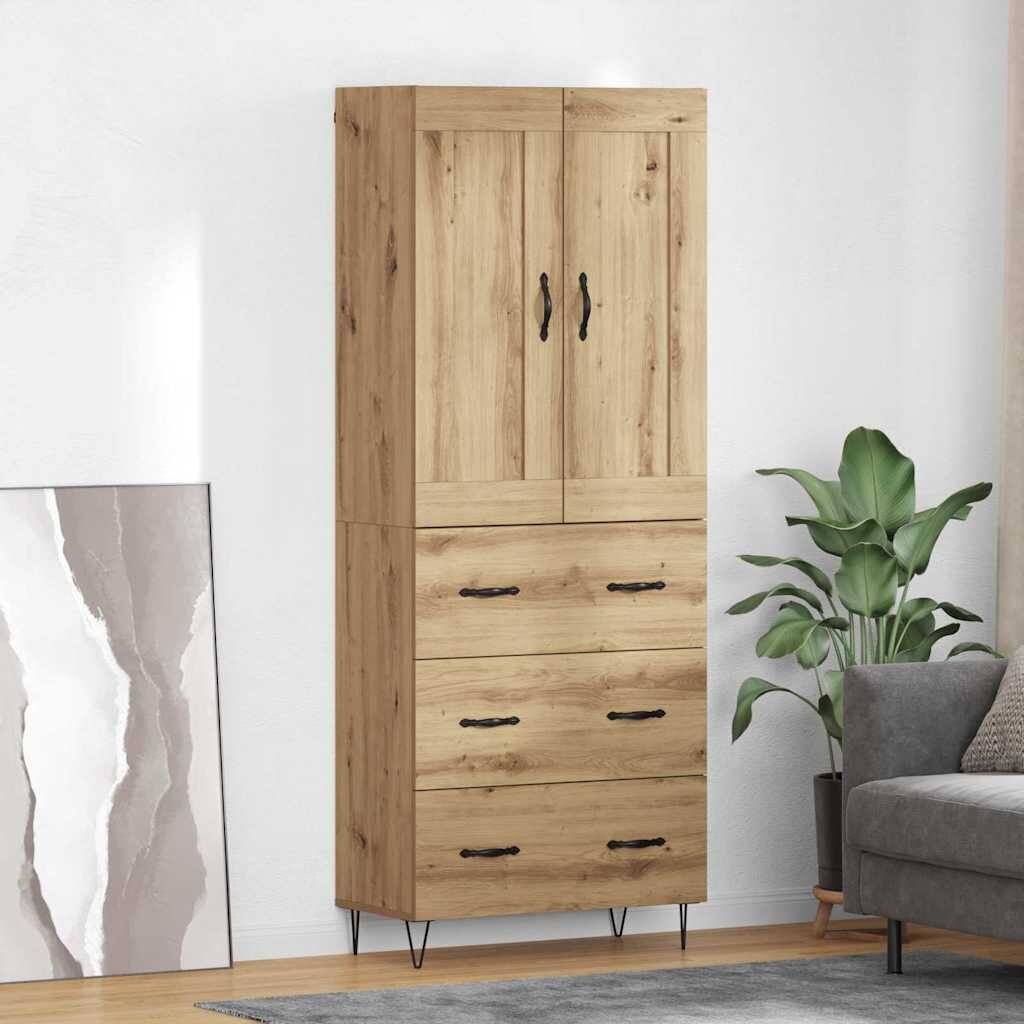vidaXL Висок шкаф Дъб 695 x 34 x 180 см Инженерна дървесина
