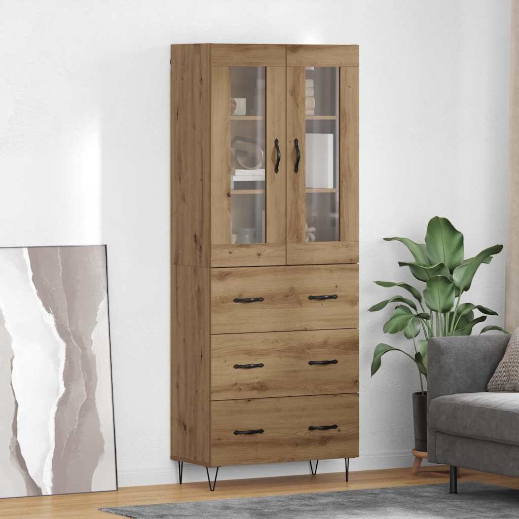 vidaXL Висок шкаф Дъб 695 x 34 x 90 см Инженерна дървесина