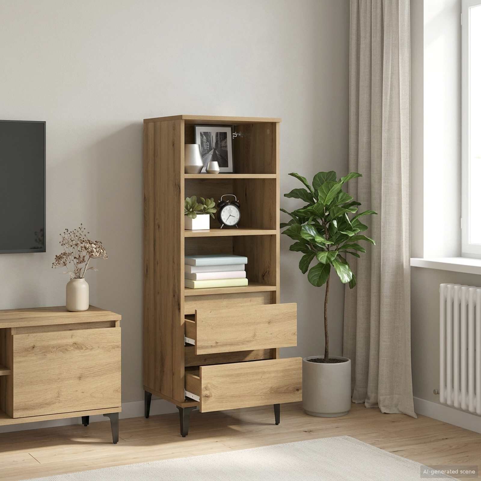 vidaXL Висок шкаф Дъб артизан 40 x 36 x 110 см Инженерна дървесина