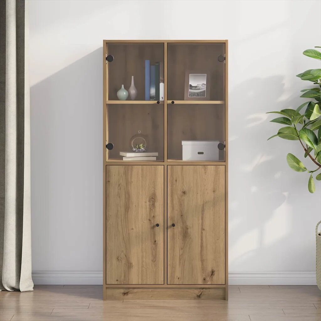 vidaXL Висок шкаф дъб артизан 68x37x142 см инженерно дърво