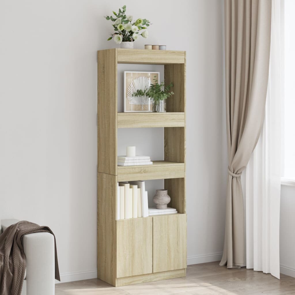 vidaXL Висок шкаф дъб сонома 63x33x180 см инженерно дърво