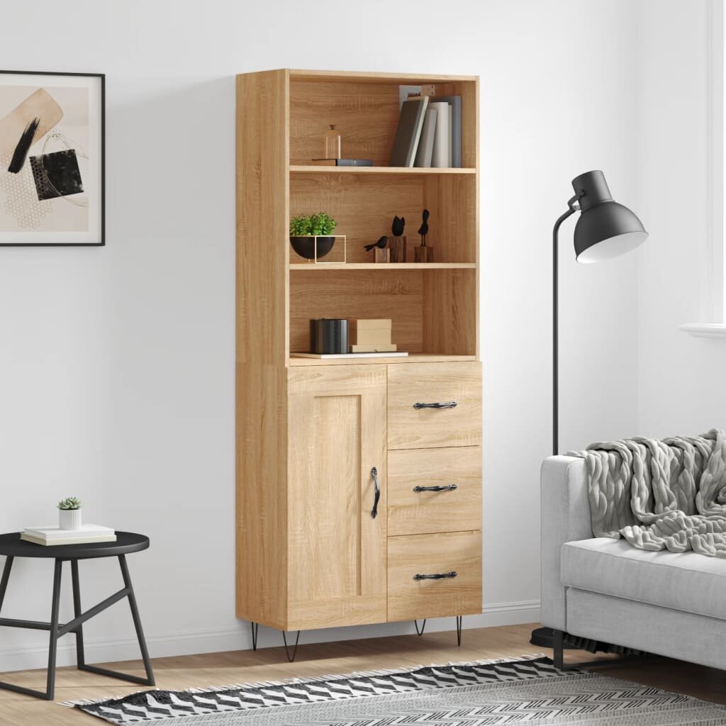 vidaXL Висок шкаф дъб сонома 695x34x180 см инженерно дърво