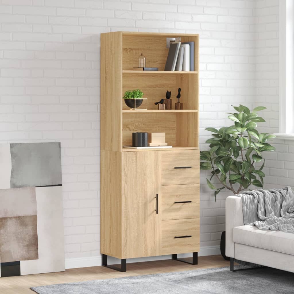 vidaXL Висок шкаф дъб сонома 695x34x180 см инженерно дърво