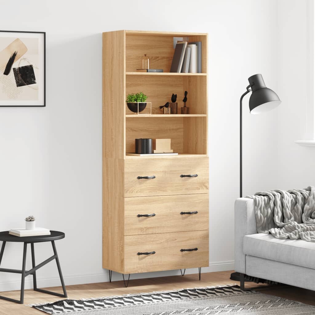 vidaXL Висок шкаф дъб сонома 695x34x180 см инженерно дърво