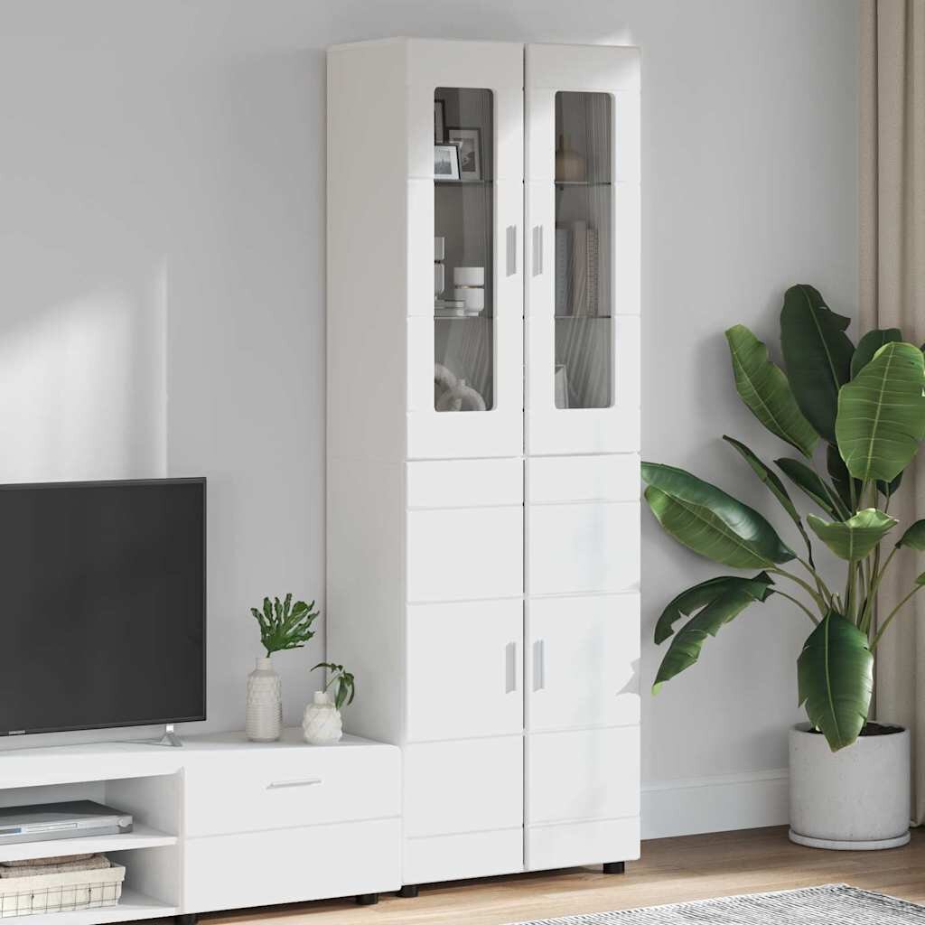 vidaXL Висок шкаф FLORIN 60 x 35 x 182 см Бяло Инженерна дървесина