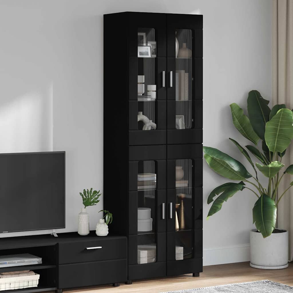 vidaXL Висок шкаф FLORIN 60 x 35 x 182 см Черно Инженерна дървесина