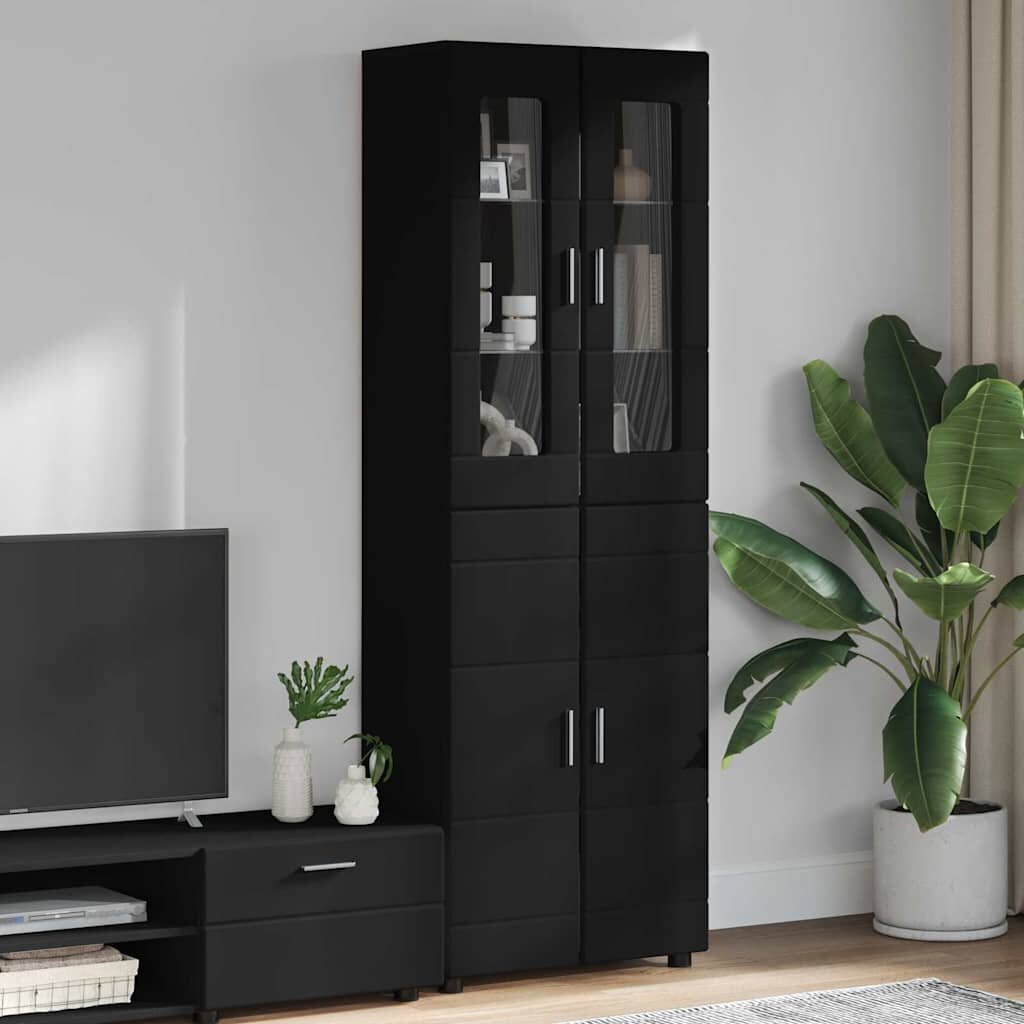 vidaXL Висок шкаф FLORIN 60 x 35 x 182 см Черно Инженерна дървесина