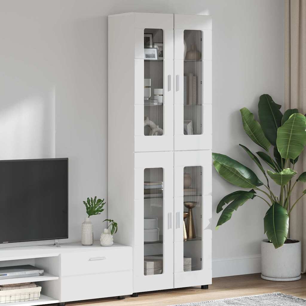 vidaXL Висок шкаф FLORIN 60 x 35 x 182 см Лъскаво бяло