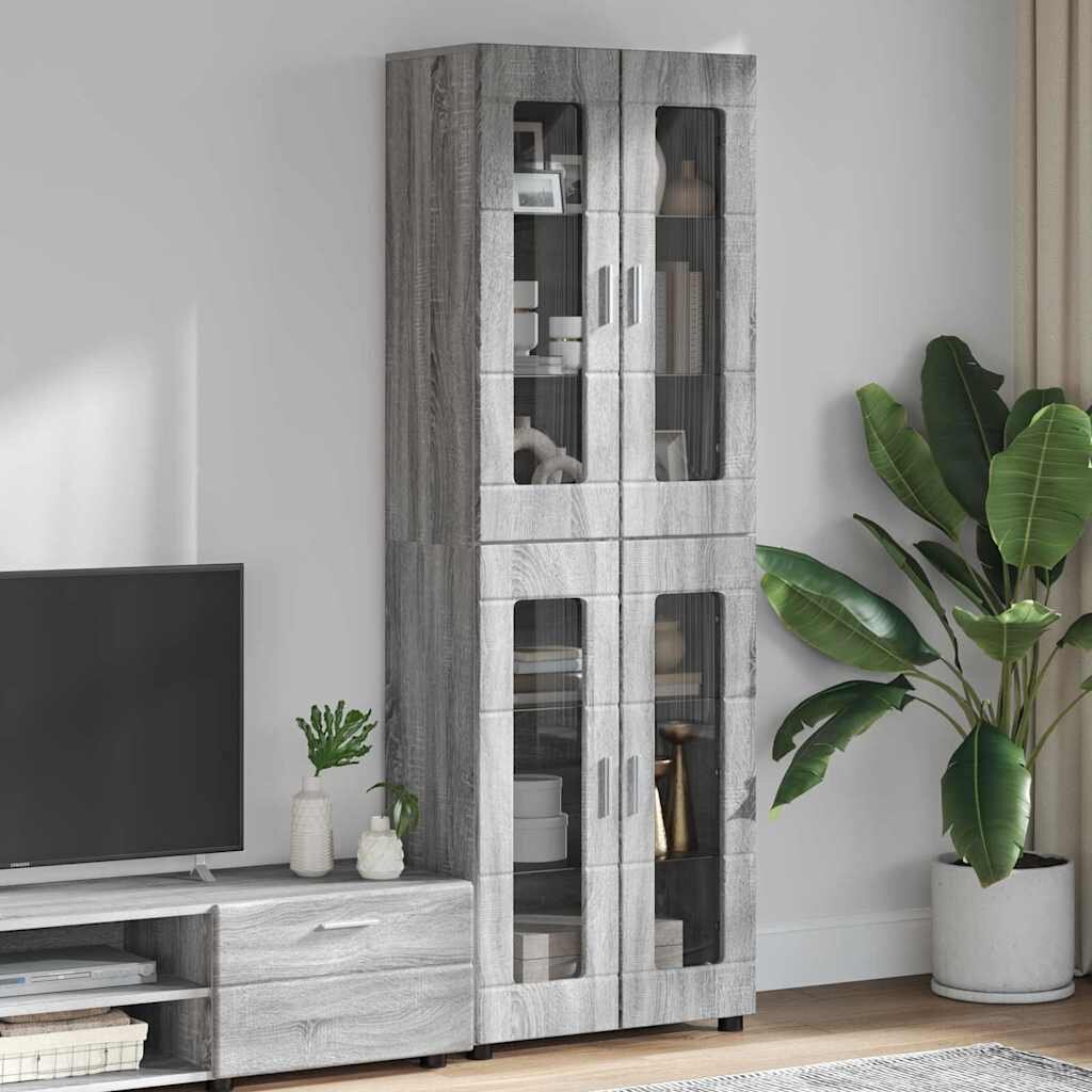 vidaXL Висок шкаф FLORIN 60 x 35 x 182 см Сив Сонома