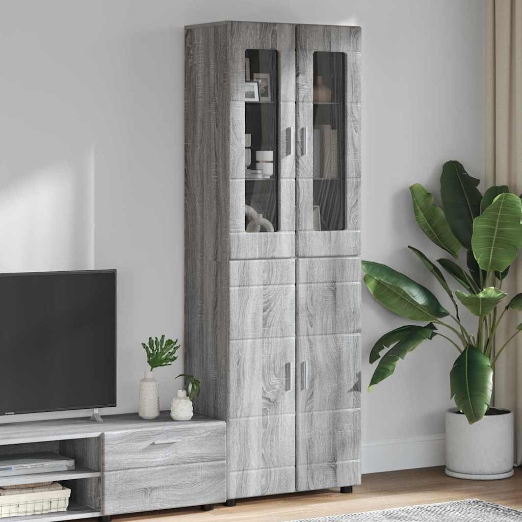 vidaXL Висок шкаф FLORIN 60 x 35 x 182 см Сив Сонома
