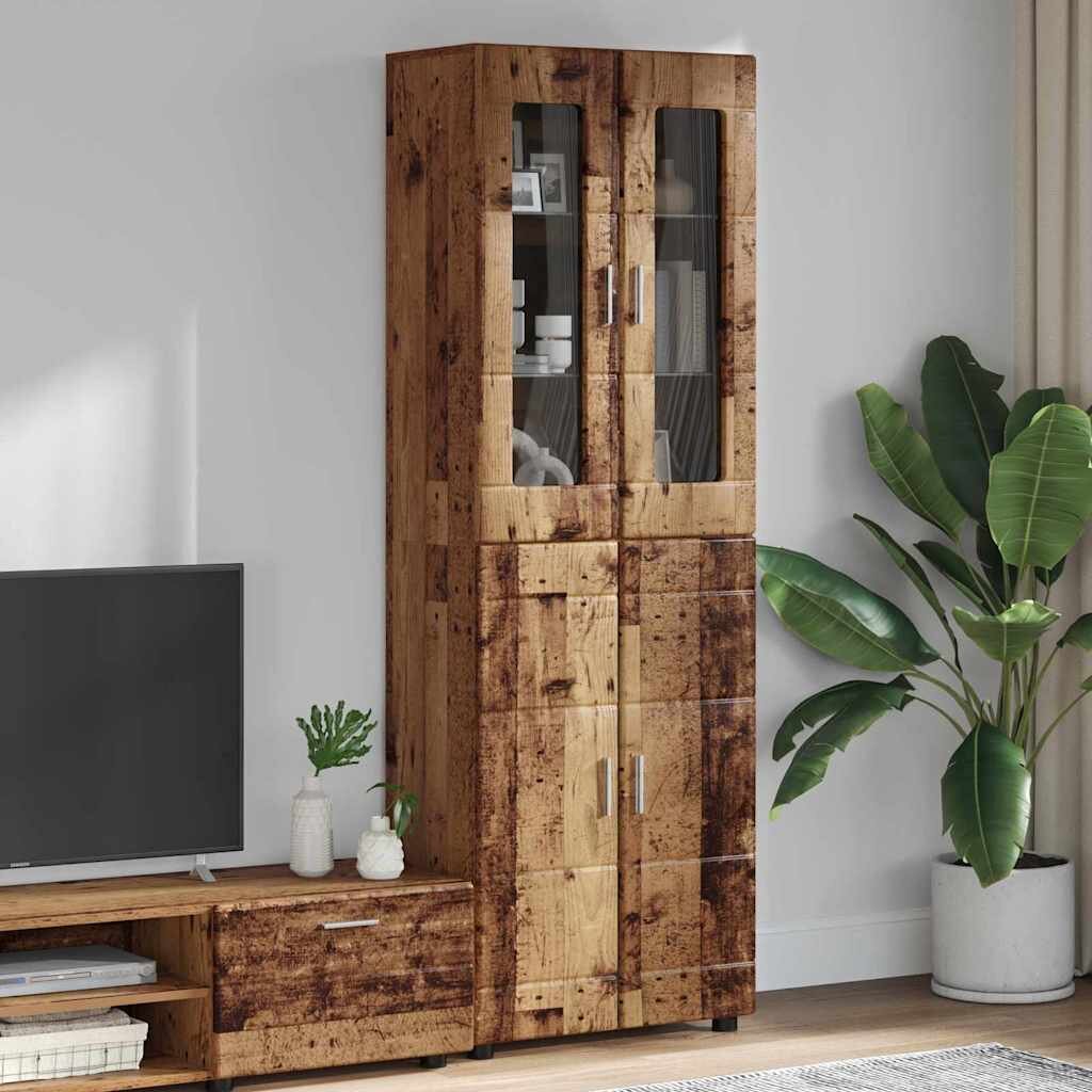 vidaXL Висок шкаф FLORIN 60 x 35 x 182 см Старо дърво