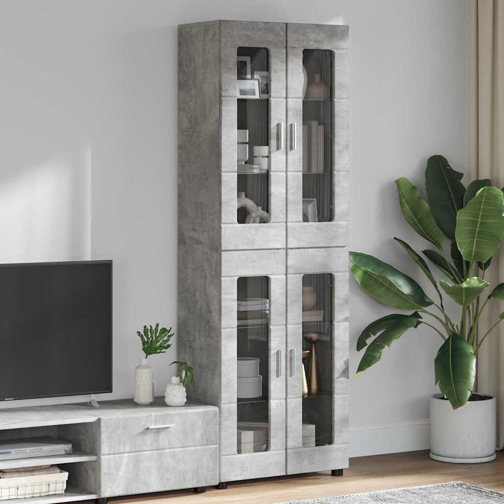 vidaXL Висок шкаф FLORIN 60 x 35 x 182 см Циментено сиво