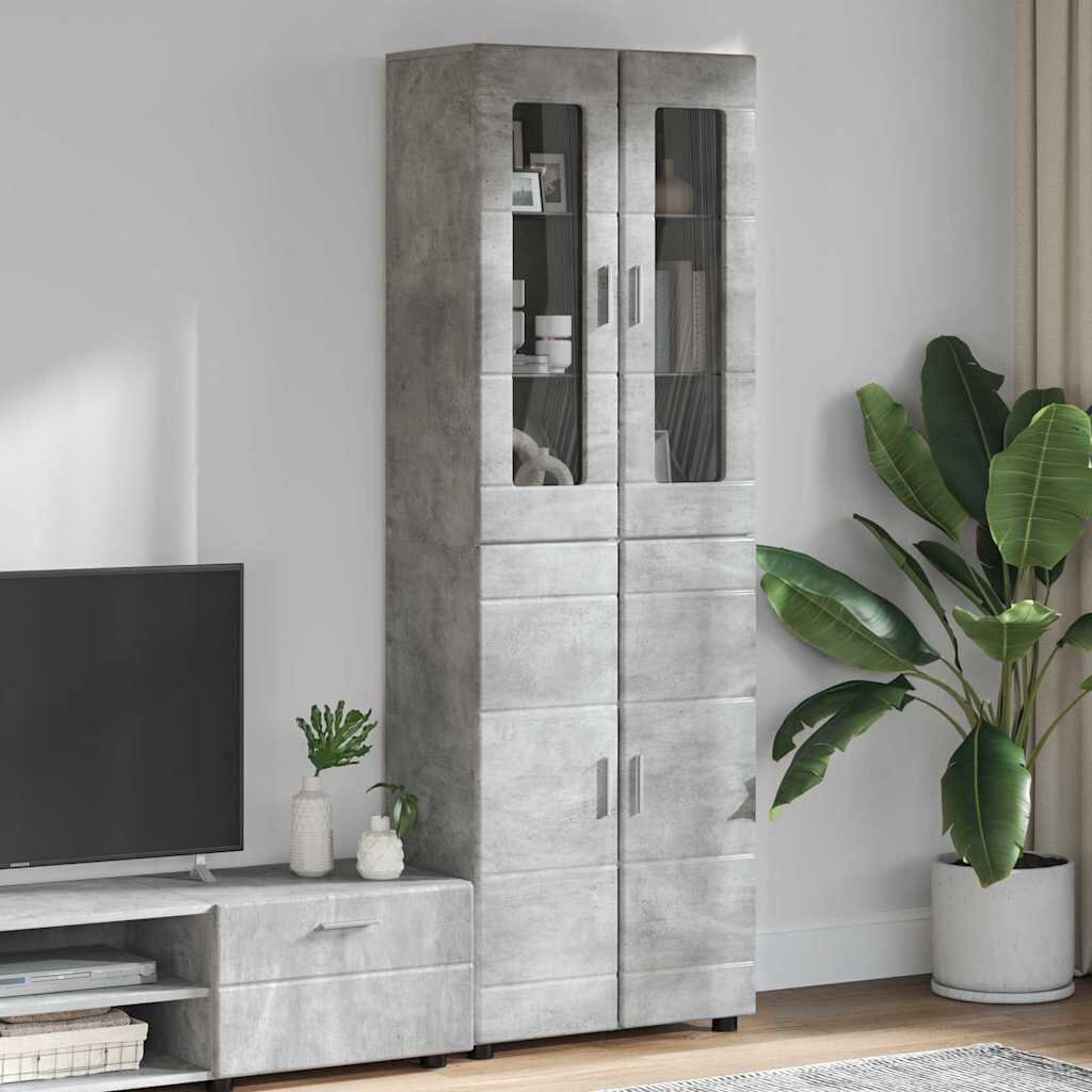 vidaXL Висок шкаф FLORIN 60 x 35 x 182 см Циментено сиво