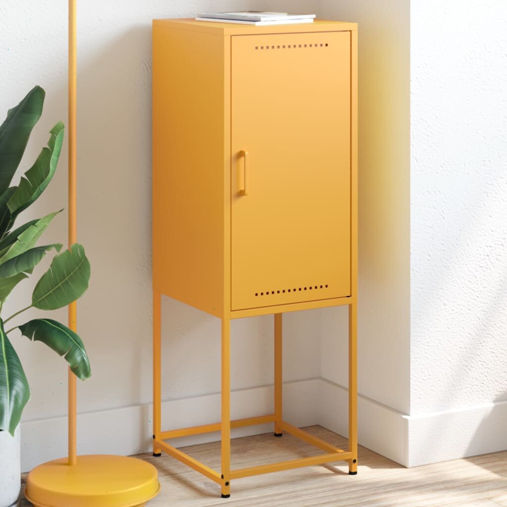 vidaXL Висок шкаф горчица жълто 36x39x107 см стомана