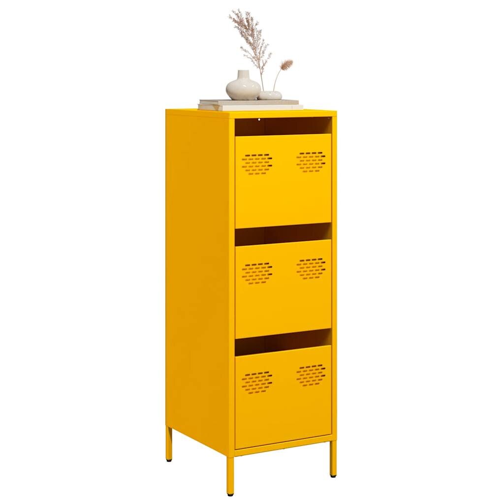 vidaXL Висок шкаф горчица жълто 39x35x1035 см стомана