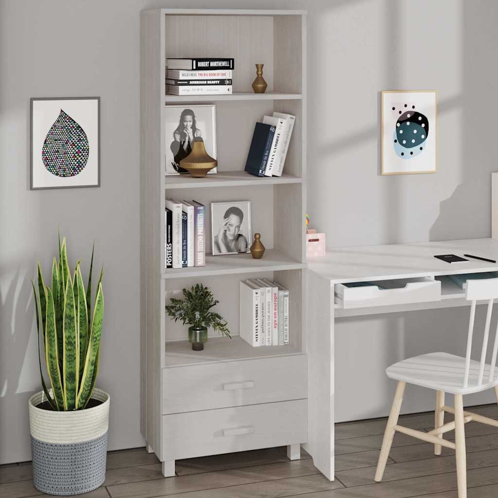 vidaXL Висок шкаф HAMAR бял 60x35x180 см борово дърво масив